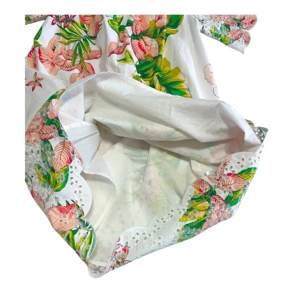 Ny & CO off the shoulder beautiful floral embroidered Eyelet white dress M - Picture 6 of 11